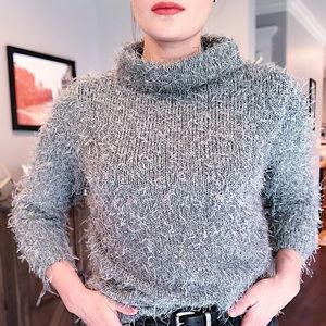 Ball of cotton Gray teddy bear mock neck sweater